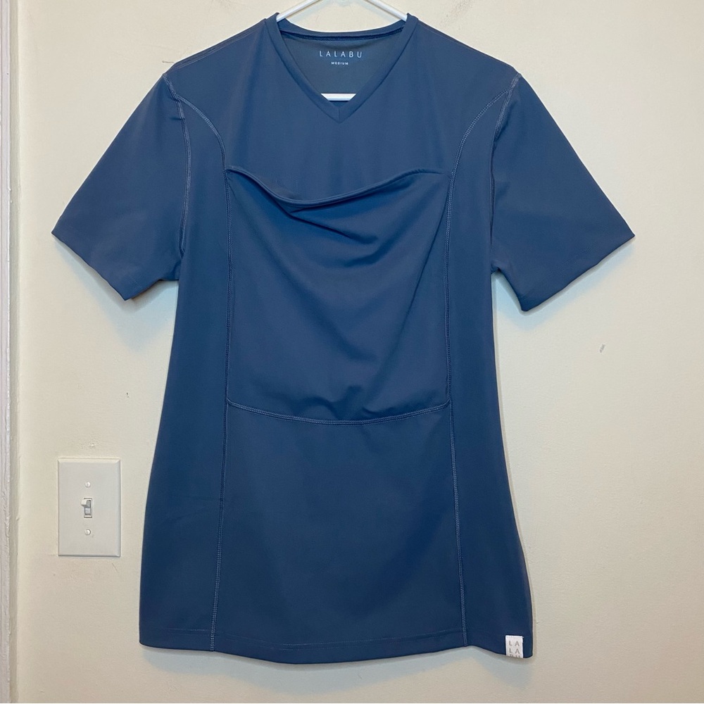 LALABU Men’s The Dad Shirt Baby Front Pouch Short Sleeve Brook Blue Sz Medium - Picture 3 of 14